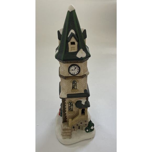 St Nicholas Square Clock Tower Lighted Village Collection Holiday Decor NO LIGHT - Picture 2 of 10